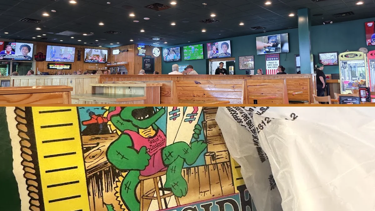 Bar area with screens for watching sports.